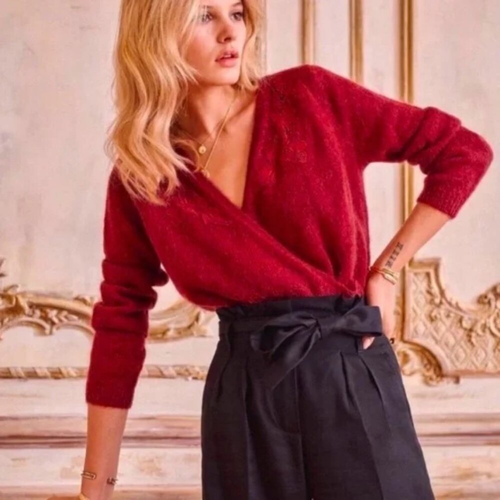Sezane Timothee Burgundy Sweater